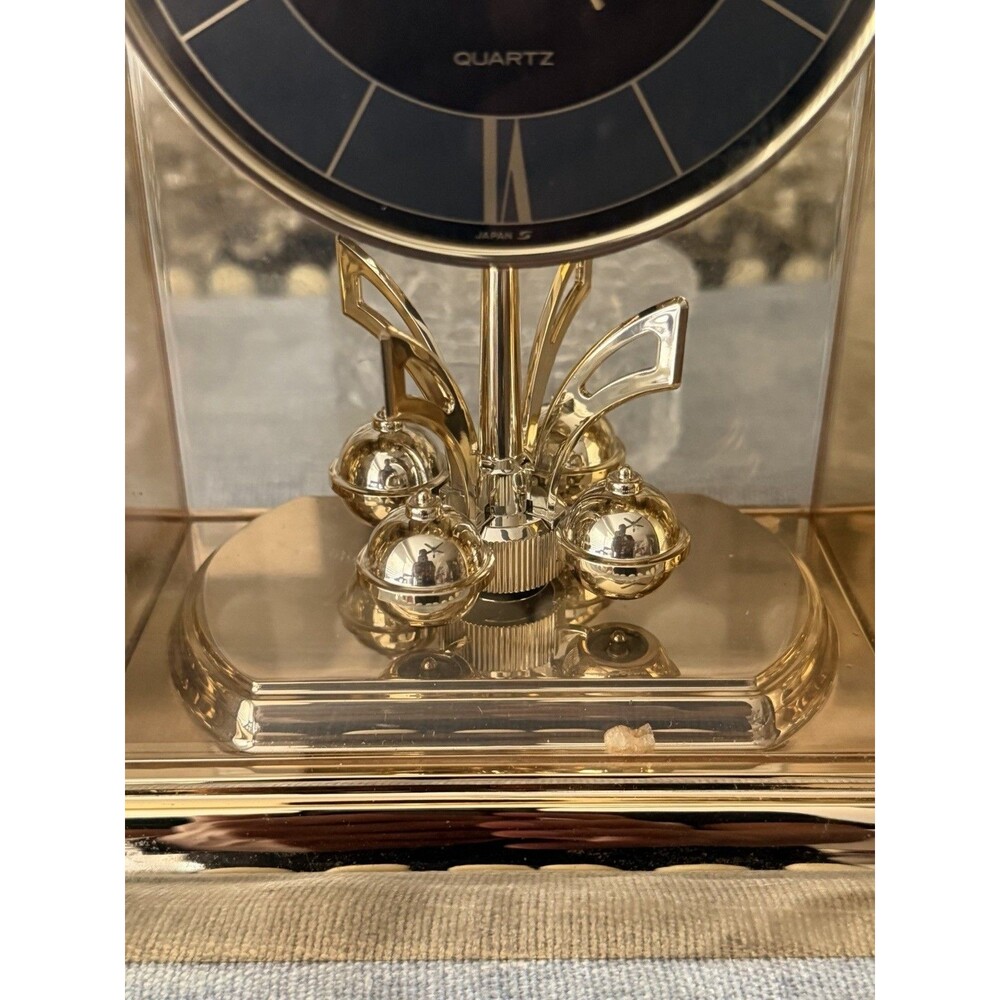Seiko Rotating Pendulum Gold Mantle Clock Japan QQZ189G  Tested Works Clean - Picture 2 of 9